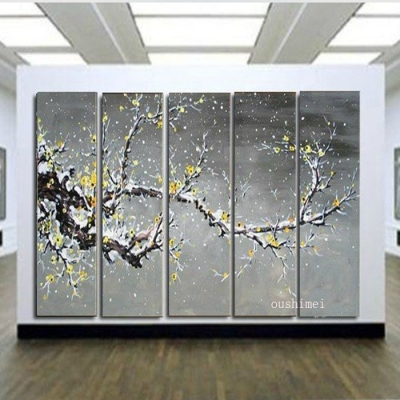 handmade wall painting grey picture plum blossom home decor canvas paintings flower abstract pictures on the wall for room decor