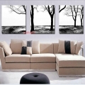 handpainted 3 panel black wall art modern landscape oil painting on canvas for living room tree group of picture