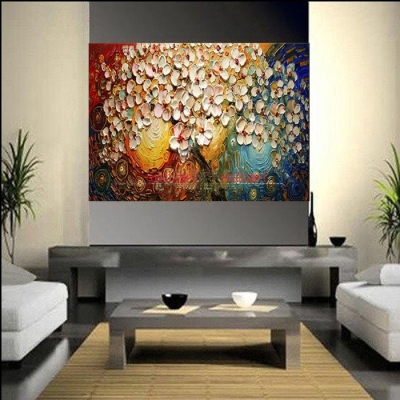 handpainted canvas wall art abstract painting modern acrylic flowers palette knife oil painting home decoration