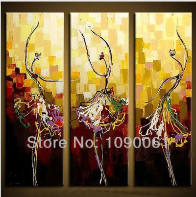 handpainted modern abstract dancer canvas oil painting pictures on the wall 3 piece decorative art sets with no framed