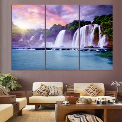 luxry 3 panel waterfall painting canvas wall art picture home decoration living room canvas print painting--large canvas art unf