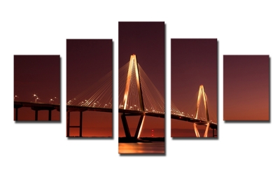 luxry unframed 5 panels nature golden bridge canvas print painting modern canvas wall art for wall decor home decoration artwork