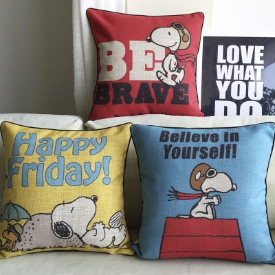 sofa cushion for home decor cotton linen square home decoration throw pillow case cushion cover retro creative cartoon dog 18"