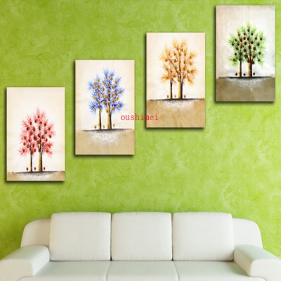 whole handmade 3 piece landsacpe oil painting on canvas wall stickers painting pictures for bedroom office tree wall art