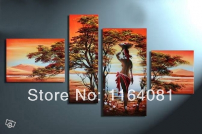 hand made promotion african forest beauty high q. abstract landscape picture oil painting on canvas 4pcs/set no framed