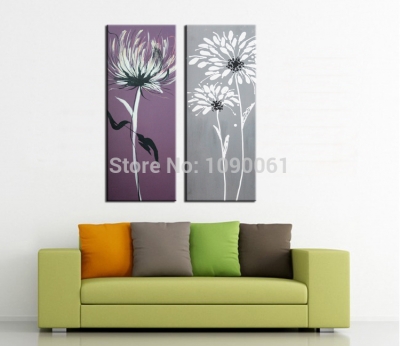 2 piece hand painted modern abstract flower wall art canvas oil painting home decoration set picture with unframed