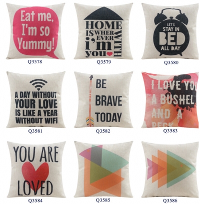 2015 new home decor cotton linen decorative throw pillow cushion proverb words square 18" sofa cushion set