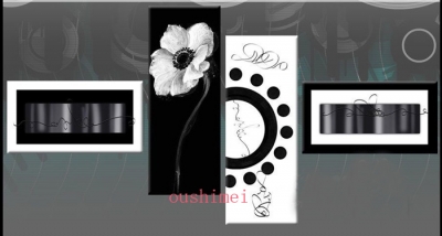 4 panel wall art botanical feng shui white flower black back oil painting on canvas for living room pictures on the wall craft