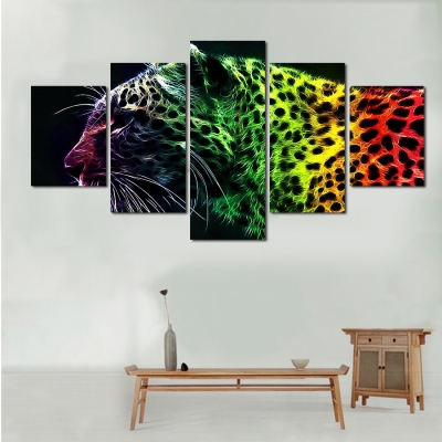 5 piece picture sell abstract leopard modern home wall decor painting canvas art hd print painting for living room