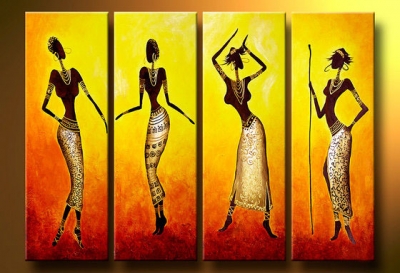 abstract figure hand painted 4 pieces group oil painting on canvas tds-th114