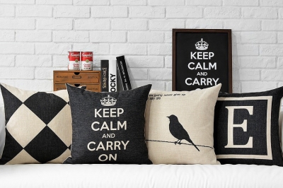 black birds branch pillow case decor cushion 18" square cotton linen home decoration