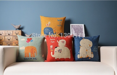 fashion pillows car seat 43*43cm animal cushion cover cartoon fish elephant cotton linen home creative pillowcase