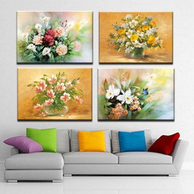 flowers in the vase realist printed oil painting on canvas home decoration for living room wall art unframed