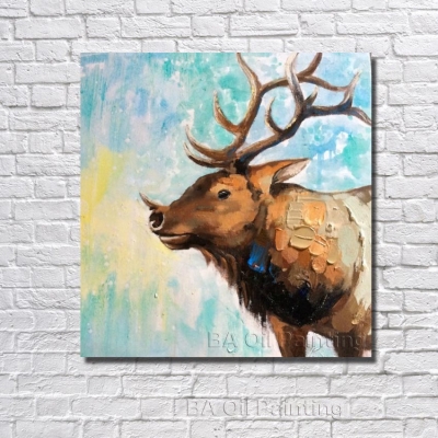 for sell whole hand-painted milu deer pictures oil painting on canvas oil painting cartoon animal np012