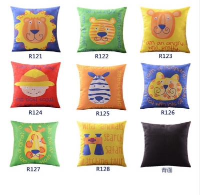 fresh soft animal printed short sofa cushion pillow carton tiger head print pillowcase lion decor bedding and pillowcase