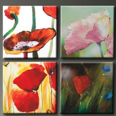 hand painted 4 panel wall painting modern landscape home art picture decor flower on canvas oil painting for living room