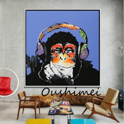 hand painted oil painting abstract animal paintings funny monkey painting for living room decor wall art pictures music