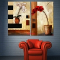 handmade home decoration 2 panel wall art still life modern flower art oil painting pot culture guaranteed