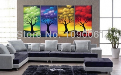 handpainted modern abstract art paintings trees canvas wall art 4pc oil pictures living room decor sets with unframed