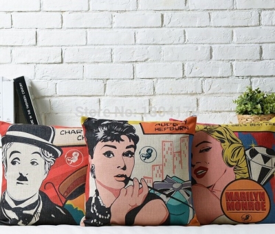 linen cotton chaplin /marilyn monroe/audrey hepburn cushion cover /pillow cover /decorative sofa pillow /cushion/pillow sham