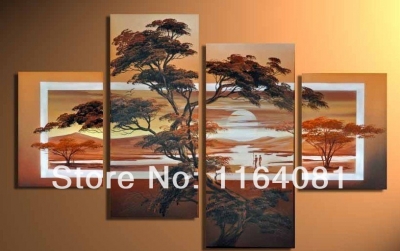 modern oil painting on canvas african scenery guaranteed wall decor landscaping oil paintings 4 panel wall art