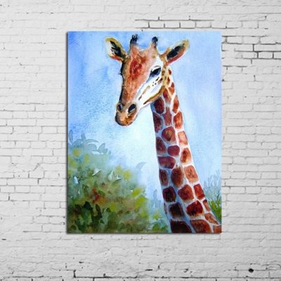 no frame hand-painted modern home decor wall art picture for living room decor kids gift cartoon giraffe oil painting on canvas