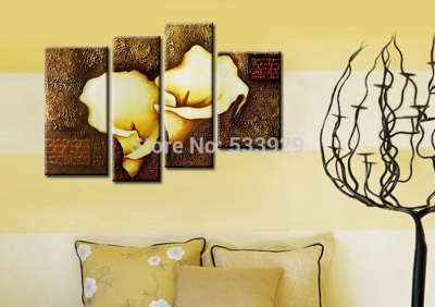 sell 4pcs abstract hand painted home wall decor art oil painting on canvas for living room