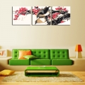 unframed 3 sets canvas red flowers with birds painting art hd picture home decor on canvas modern wall prints artworks