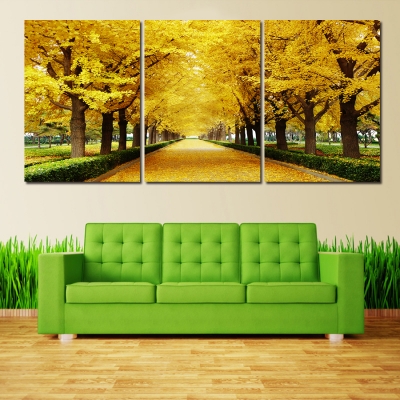 2016 new framed printed golden fall painting on canvas room decoration print poster picture canvas