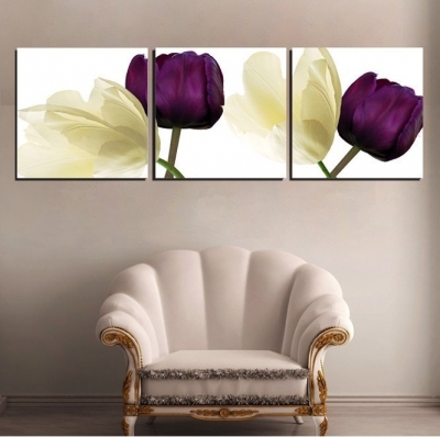 3 piece 50*50cm sell modern wall painting abstract purple flower home decorative art picture paint on canvas prints