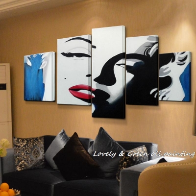 4 pieces hand painted canvas portrait oil painting paintings canvas marilyn monroe wall art living room decoration