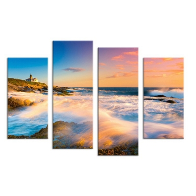 4pcs nature art sunset seascape waves wall painting print on canvas for home decor ideas paints on wall pictures art f/1247