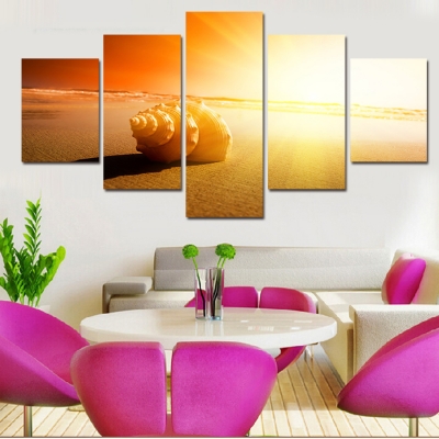 5 pcs wall art shell under the sun picture modern home decoration living room or bedroom canvas print painting wall picture