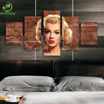 5 piece modern printed marilyn monroe oil canvas painting pop picture wall art home decor for bed room living room wall art