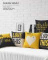 black and yellow home decor cotton linen decorative throw pillow cushion proverb words square 18