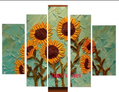 hand painted group of landscape canvas oil painting no frame modern wall art sun flower picture for room wall decoration