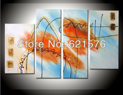 hand-painted hi-q modern hanging wall art home decorative abstract oil painting on canvas dance in the air 4pcs/set wood framed