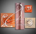 hand-painted hi-q modern wall art decorative abstract oil painting on canvas spiral 4pcs/set framed