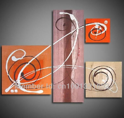 hand-painted hi-q modern wall art decorative abstract oil painting on canvas spiral 4pcs/set framed