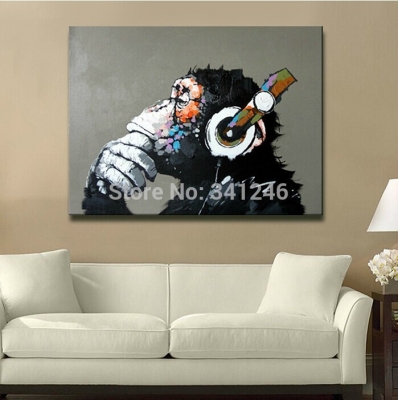 hand painted modern girl gorilla wall art picture home decor living room abstract cool thinking gorilla oil painting on canvas