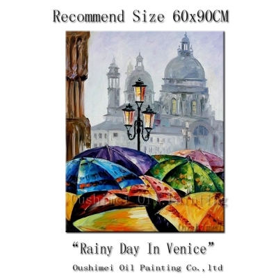 hand painted modern picture on canvas wall art paris street painting hang paintings knife landscape oil painting rainy day view