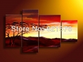 hand-painted modern wall art picture home decor abstract landscape tree oil painting on canvas mountain sunset glow set framed