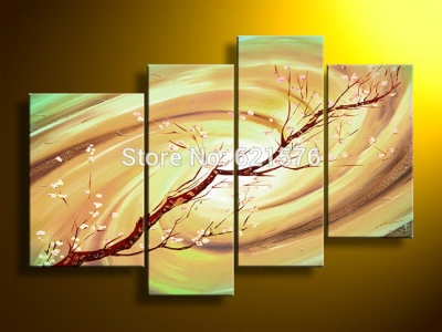hand-painted modern wall art picture living room home decor abstract windblown plum blossom flower oil painting on canvas art