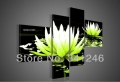 sell hand-painted modern wall art home decorative flower oil painting on canvas blooming light green water lily framed