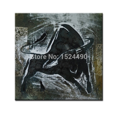 sell product handmade canvas oil painting animal paintings course de black taureaux living room home decor art hang 60x60cm