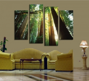 shopping green forest 4 panels/set hd canvas painting artwork, sell modernwall art the picture gift for living room
