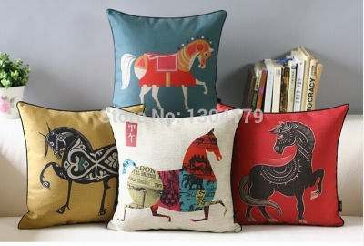 whole 4pcs creative animals pillow cotton linen cushion cover 45*45cm pillows decorate cushion cover for sofa