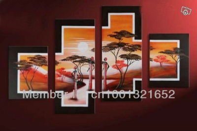 whole hand-painted hi-q modern home decorative landscape girls oil painting on canvas the women full of hope 4pcs/set framed