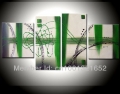 whole hand-painted hi-q modern wall art home decorative abstract group oil painting on canvas vitality green 4pcs/set framed