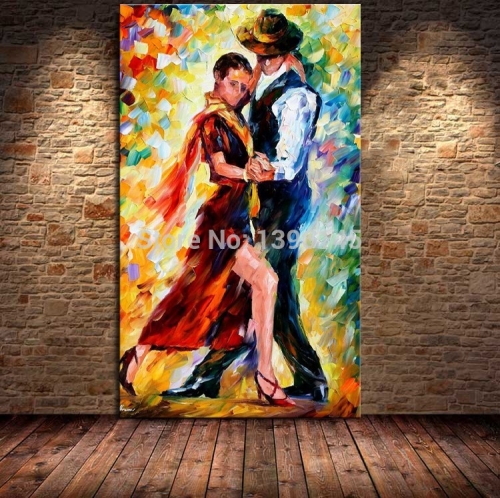 hand painted knife oil painting mexico tango beauty and gentleman wall art wedding decoration